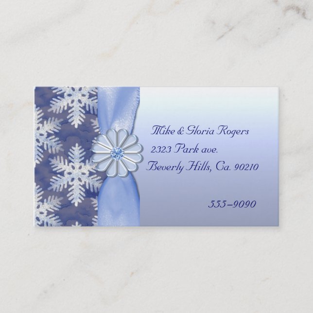 Crystal Blue Snowflake Celebration Business Card (Front)