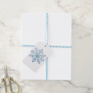 crystal blue snowflake design gift tags