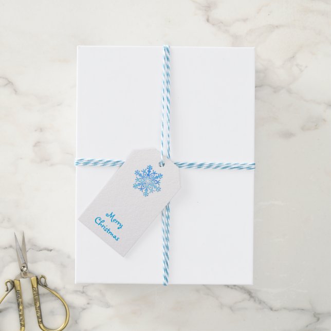 crystal blue snowflake  design gift tags (With Twine)