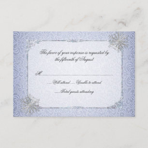 Crystal Blue Snowflake Wedding Response Card