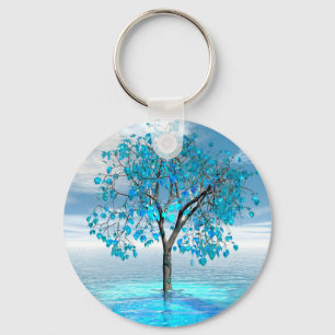 Crystal Blue Tree Key Ring