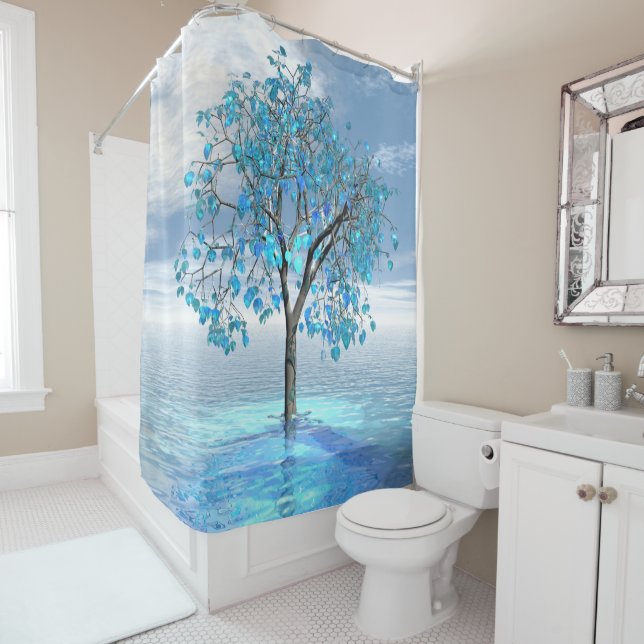 Crystal Blue Tree Shower Curtain (In Situ)
