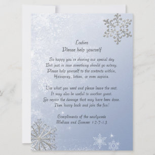 Crystal Blue Winter Snowflake Wedding Basket Sign