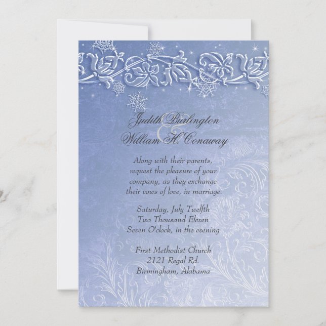Crystal Blue Winter Wedding Invitation (Front)