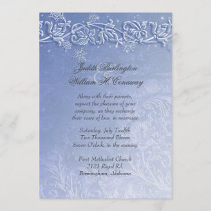 Crystal Blue Winter Wedding Invitation