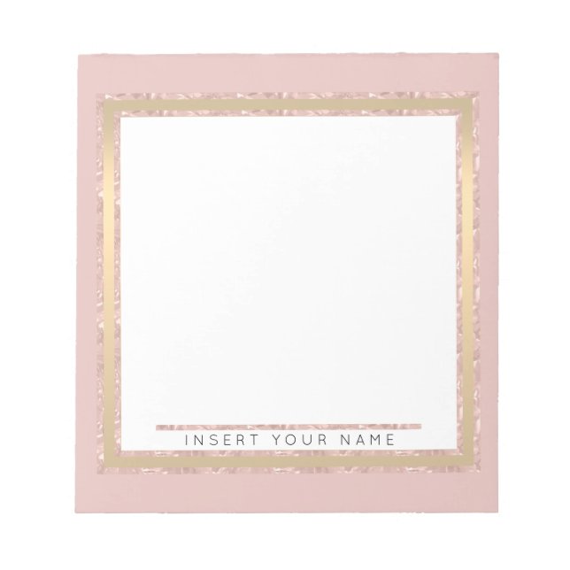 Crystal Blush Gold Personalised Notepad 5.5" x 6" (Front)