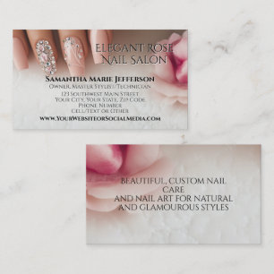 Crystal Blush Modern Elegant Manicure Nail Salon Business Card