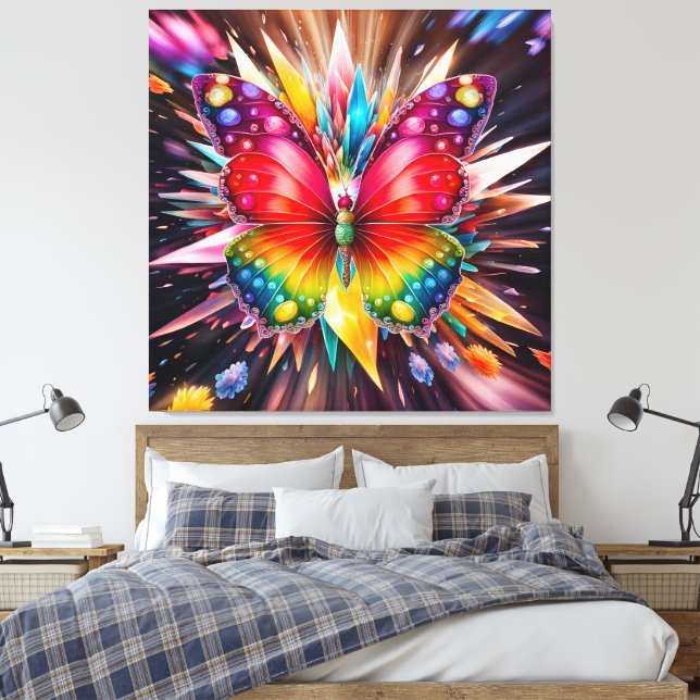 Crystal Butterfly Canvas Print (Insitu(Bedroom))