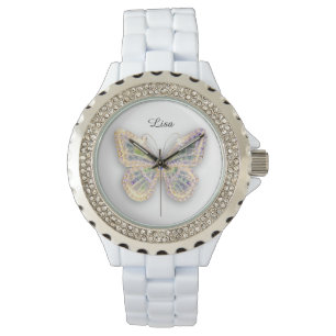 Crystal Butterfly - Sporty White Silicon Watch