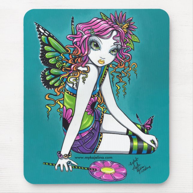 Crystal Candy Rainbow  Butterfly Fairy Mousepad (Front)