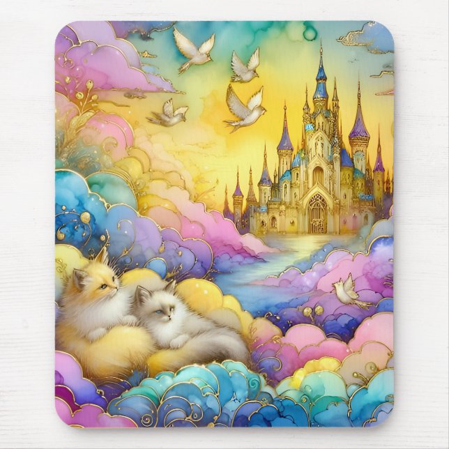 ~Crystal Castle Clouds Kittens ~ Mousepad (Front)
