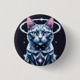 Crystal Cat Geometric Vector Art  3 Cm Round Badge
