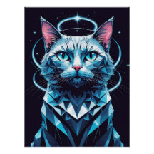 Crystal Cat Geometric Vector Art 