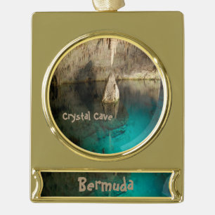 Crystal Cave, Bermuda Gold Plated Banner Ornament