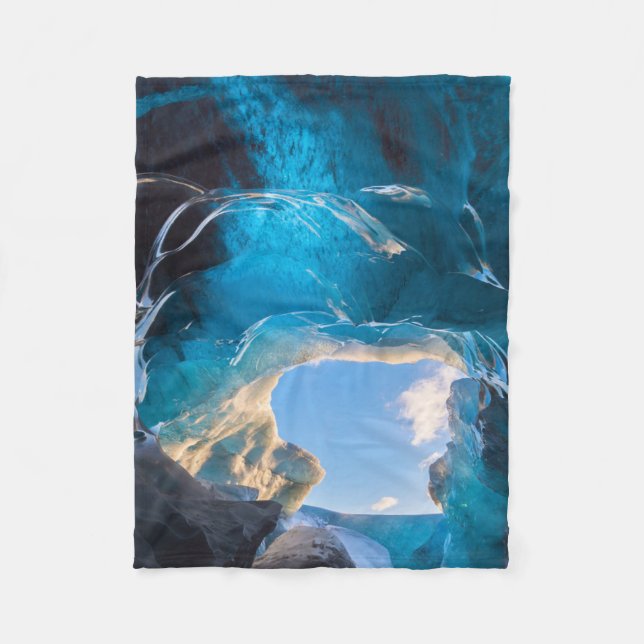 Crystal Cave, Vatnajokull Icefield, South Iceland Fleece Blanket (Front)
