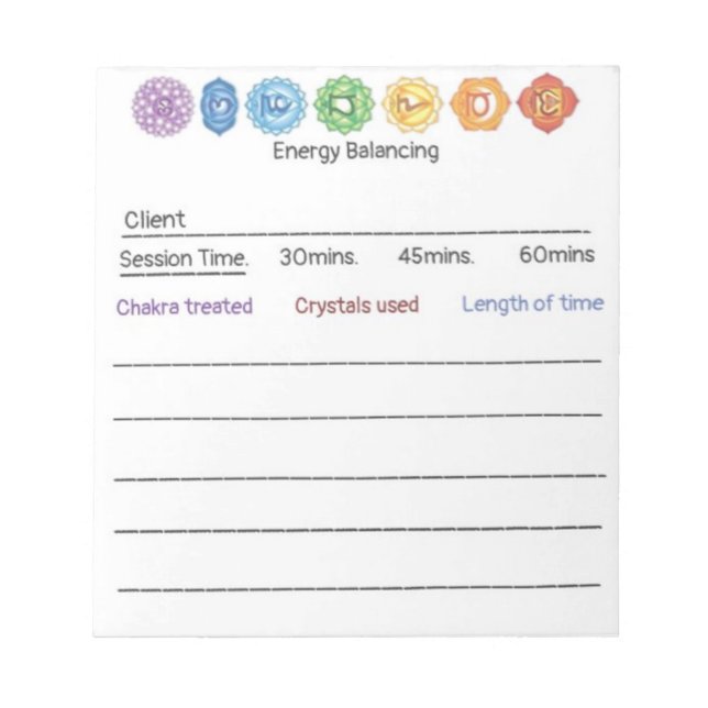 Crystal Chakra Energy Balancing Notepad (Front)