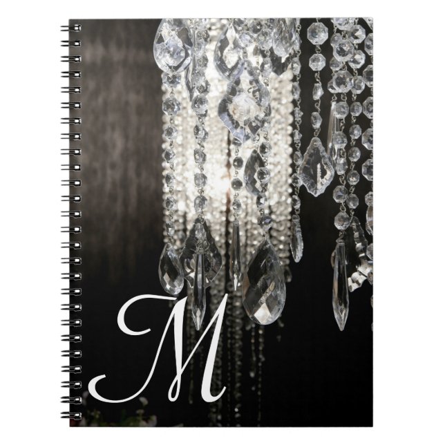 Crystal Chandelier Chic Monogram Initial Note Book (Front)