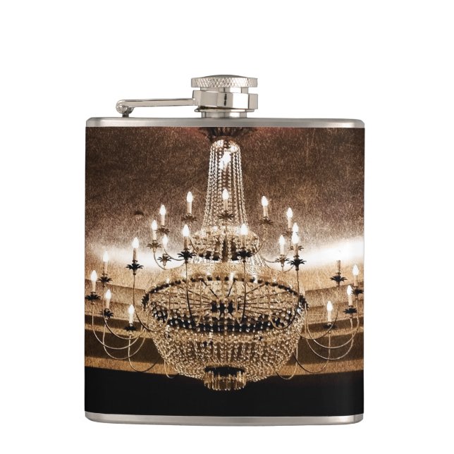 Crystal Chandelier Dazzle Glitz Glam Whiskey Flask (Front)