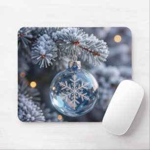 Crystal Christmas Snowflake Ornament Mouse Pad
