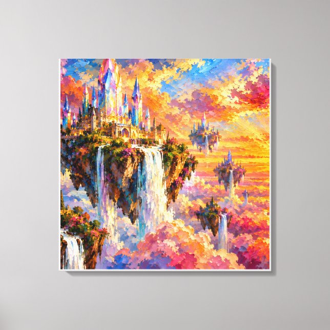 Crystal Citadel Peak: Floating Fantasy  Canvas Print (Front)