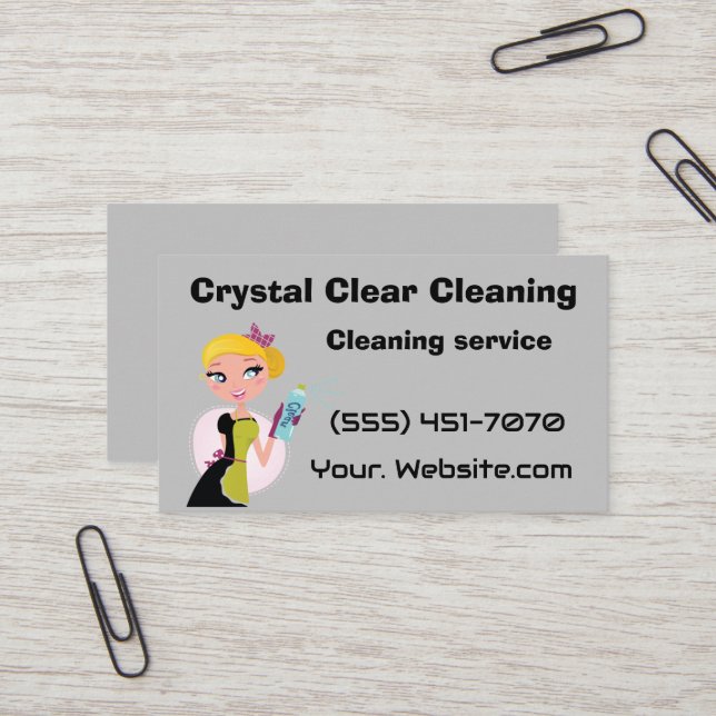 Crystal clear cleaning  business card (Front/Back In Situ)