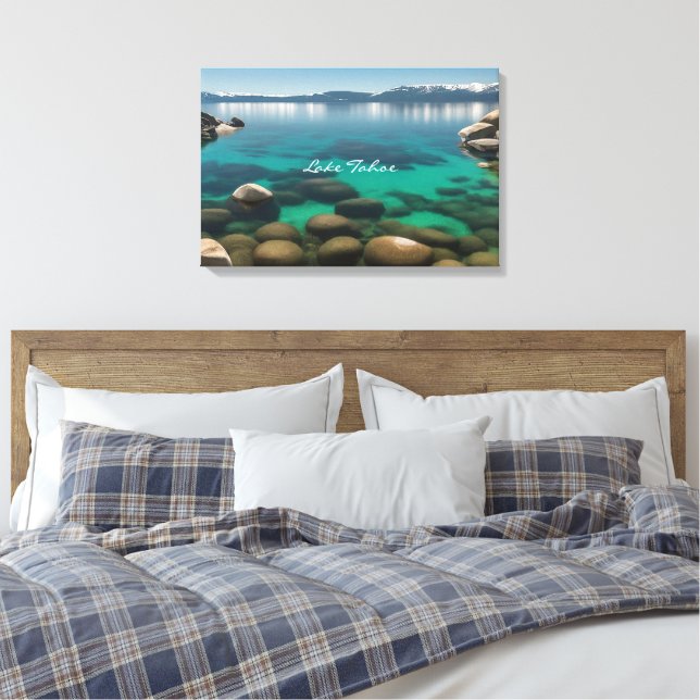 Crystal Clear Lake Tahoe Landscape Art Photograph Canvas Print (Insitu(Bedroom))