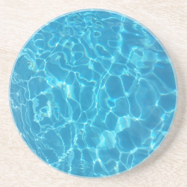 Crystal Clear Sky Blue Pool Water Coaster (Front)