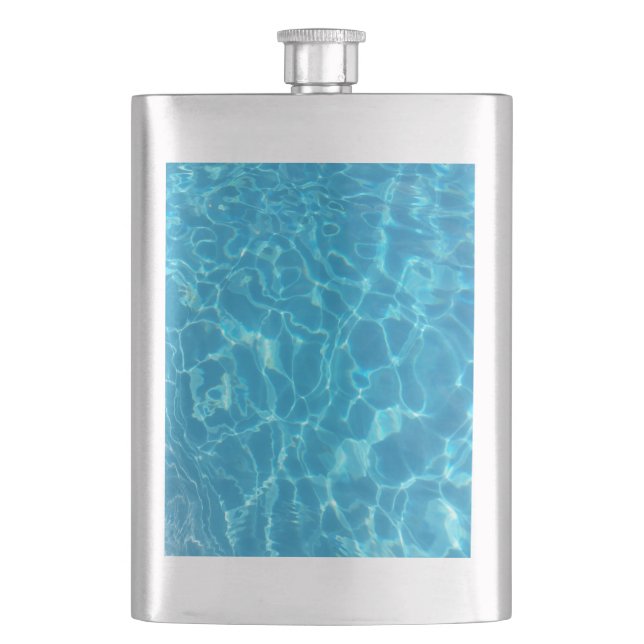 Crystal Clear Sky Blue Pool Water Hip Flask (Front)