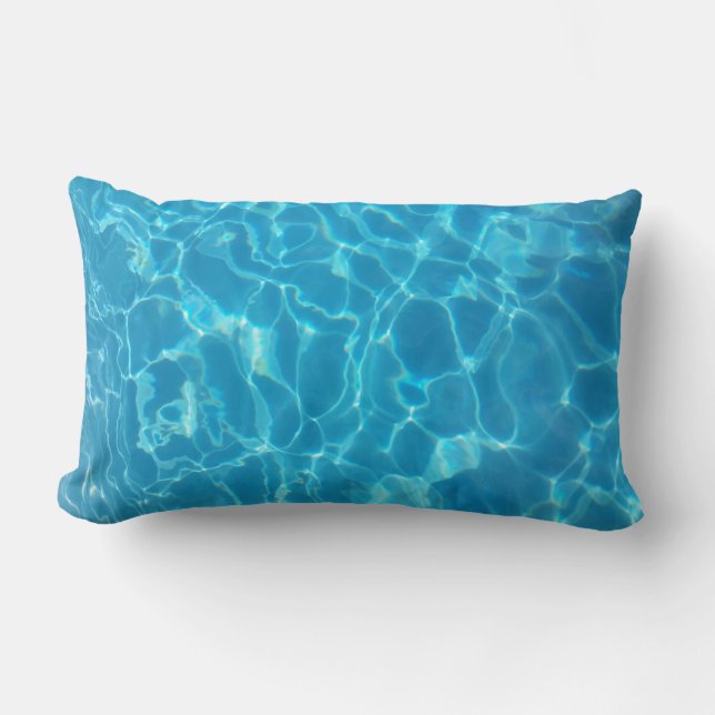 Crystal Clear Sky Blue Pool Water Lumbar Cushion (Front)