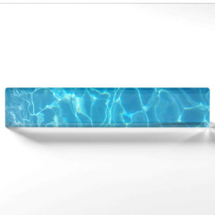 Crystal Clear Sky Blue Pool Water Nameplate