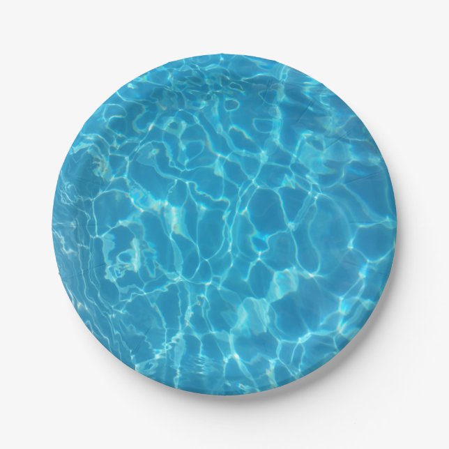 Crystal Clear Sky Blue Pool Water Paper Plate (Front)