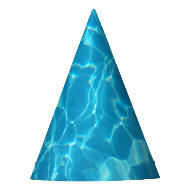 Crystal Clear Sky Blue Pool Water Party Hat (Front)