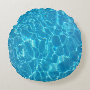 Crystal Clear Sky Blue Pool Water Round Cushion