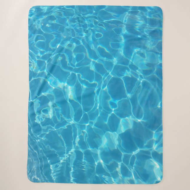 Crystal Clear Sky Blue Pool Water Sherpa Blanket (Front)