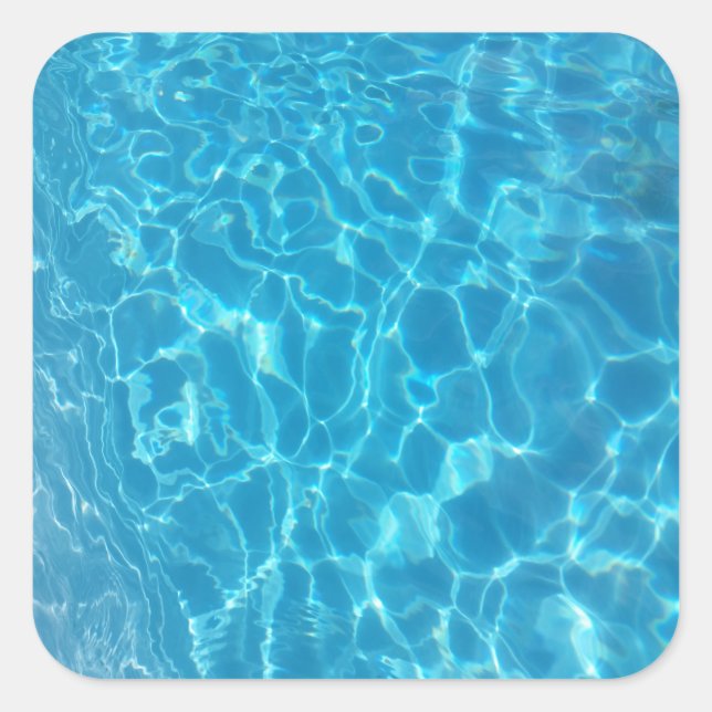 Crystal Clear Sky Blue Pool Water Square Sticker (Front)