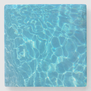 Crystal Clear Sky Blue Pool Water Stone Coaster