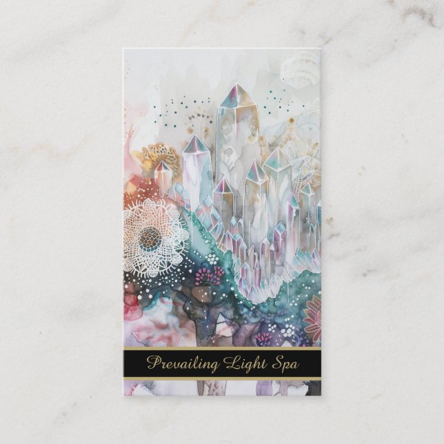 *~* Crystal Cluster AP90 Artsy Drip QR Rainbow Business Card (Front)