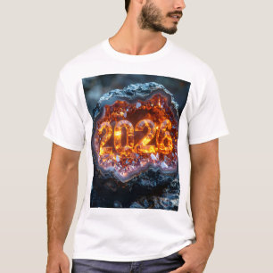 Crystal Core 2026 – Fiery Digits in Geode Glow T-Shirt