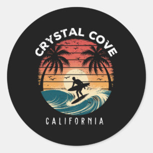 Crystal Cove State Park California Surfboard Waves Classic Round Sticker