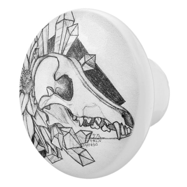 Crystal Coyote  Ceramic Knob (Right)