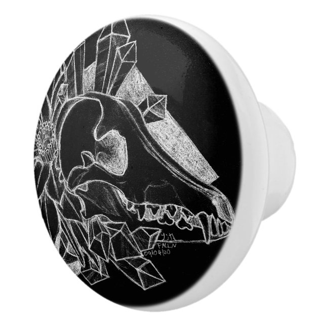 Crystal Coyote Inverted  Ceramic Knob (Right)