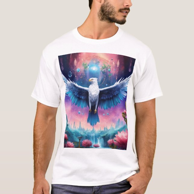 Crystal Eagle in Flight - T-Shirt of Strength and  (Front)