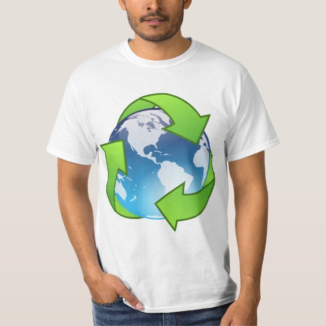 Crystal earth globe recycle icon T-Shirt (Front)