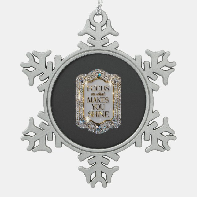 Crystal Elegance Snowflake Pewter Christmas Ornament (Front)