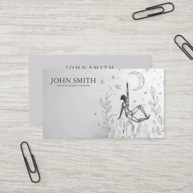 Crystal Energy Healer Chakra Spiritual Meditation Business Card (Front/Back In Situ)