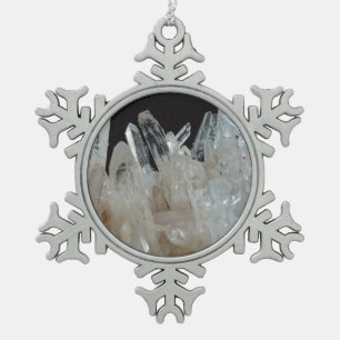 Crystal Energy Quartz Cluster Snowflake Pewter Christmas Ornament
