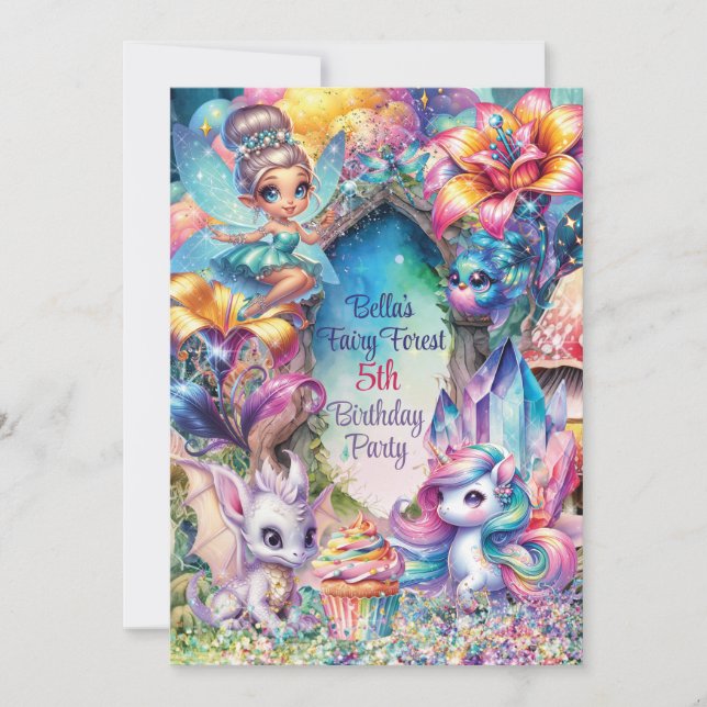 Crystal Fairy Forest Party Invitation (Front)