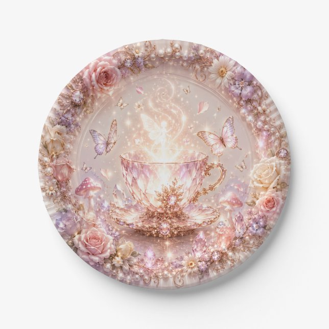Crystal Fairy Tea Party Paper Plates (Front)