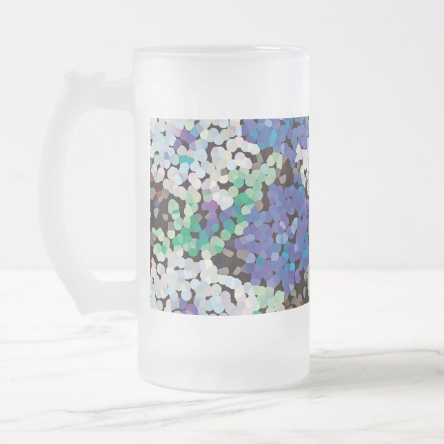 Crystal Floral Blossoms  Frosted Glass Beer Mug (Left)