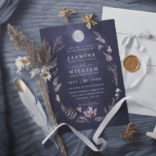 Crystal Forest Rustic Moon Night Elegant Wedding Invitation